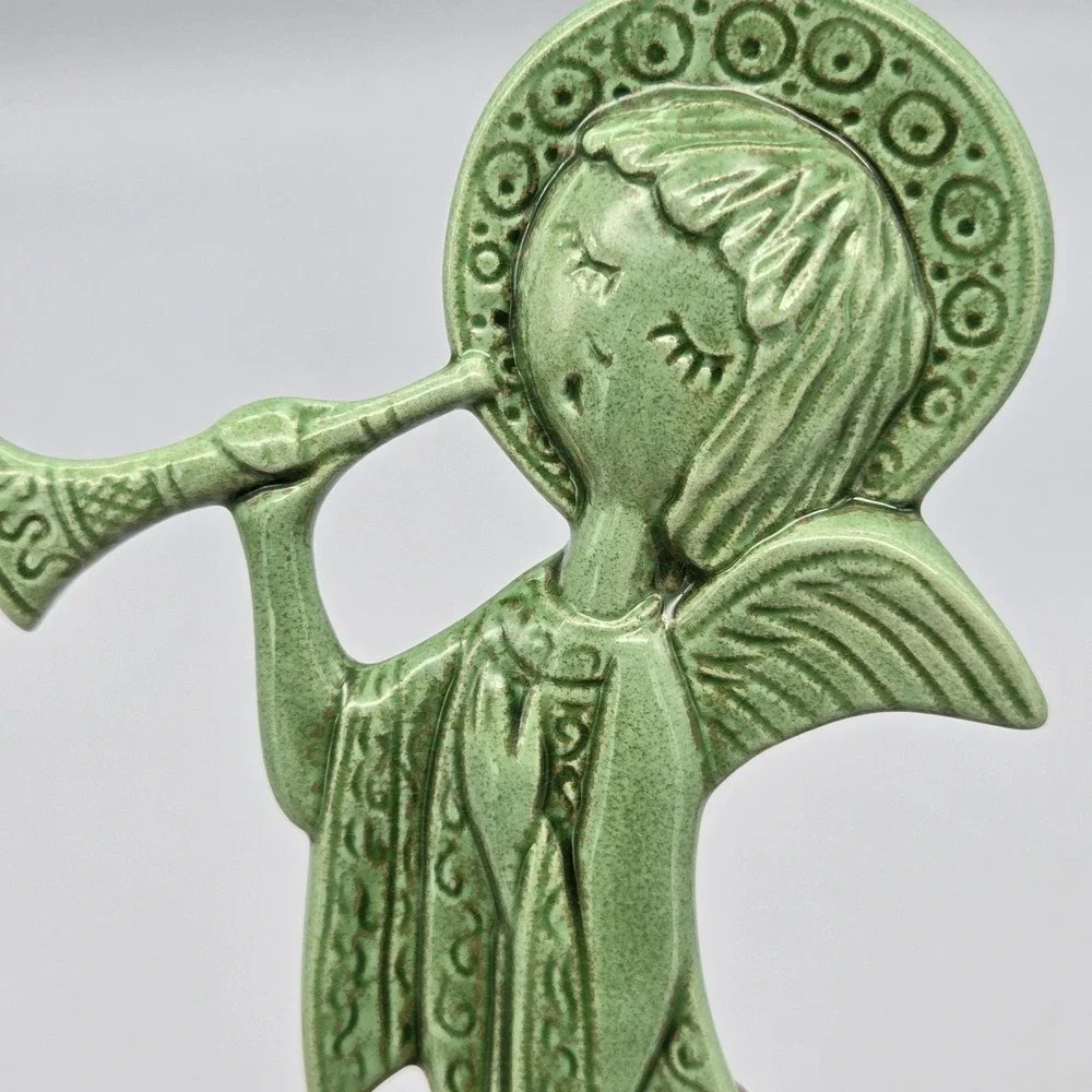 Vintage Ceramic Angels Playing Music Instruments Set of 3 Wall Plaque MCM Kitsch